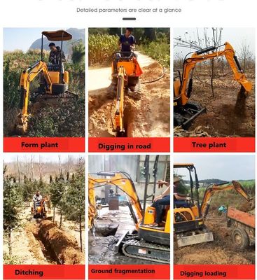 Casting Iron Steel Mini Excavator Machine For Widely Turning / Digging Depth Of 1600mm